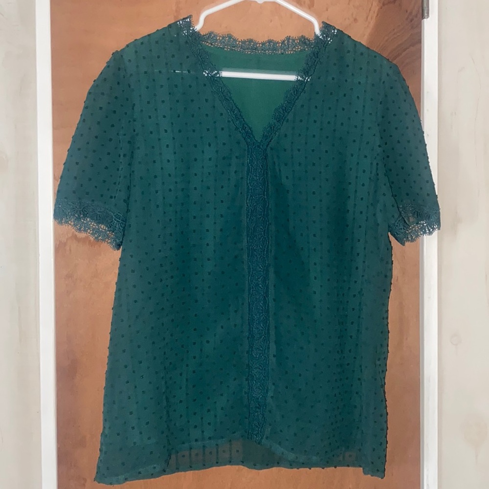 Green Short Sleeve Blouse